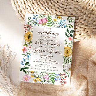 Watercolor Wildflower Garden Baby Shower Invitation