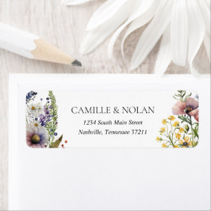Watercolor Wildflower Garden Floral Return Address Label