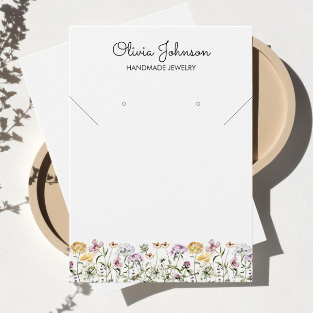 Watercolor Wildflower Garden Jewelry Display Card (Close up 1)