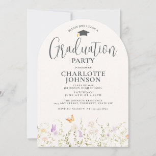 Watercolor Wildflower Garden Party Graduation  Invitation