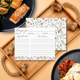 Watercolor Wildflower Garden Recipe Card