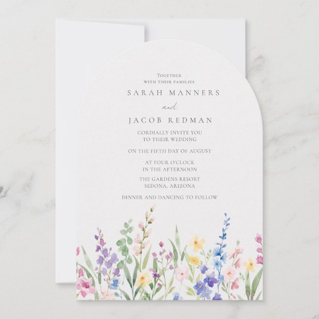 Watercolor Wildflower Garden Wedding  Invitation (Front)