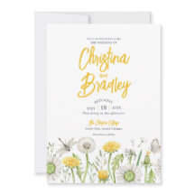 Watercolor Wildflower Garden Yellow Grey Wedding