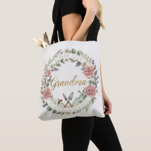 Watercolor Wildflower Gardeners Grandma Canvas Tote Bag