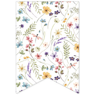 Watercolor Wildflower Girl 1st Birthday Bunting