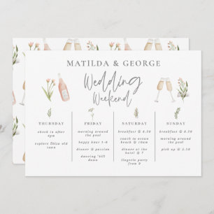 Watercolor wildflower girly wedding week itinerary