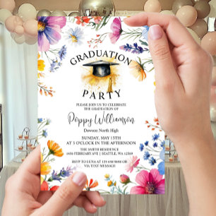 Watercolor WildFlower Graduation Party  Invitation