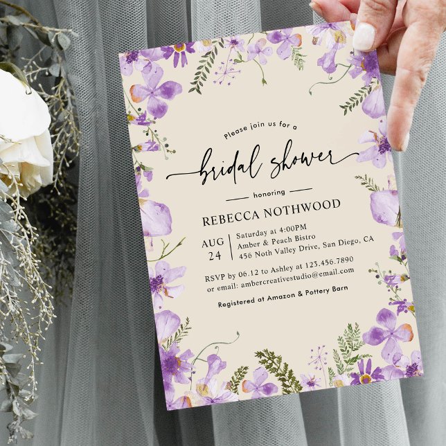 Watercolor Wildflower Greenery Bridal Shower Invitation (Creator Uploaded)