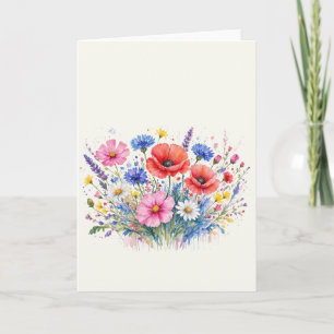 Watercolor Wildflower Meadow Bouquet Floral Art Card
