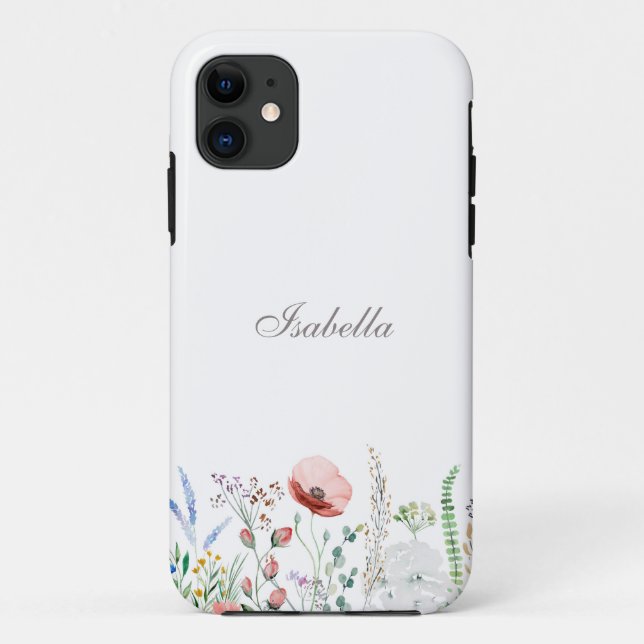 Watercolor Wildflower Meadow Custom Name Case-Mate iPhone Case (Back)