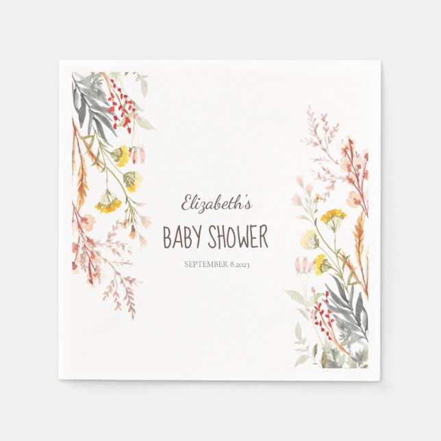  Watercolor Wildflower Meadow Dried Napkin (Front)