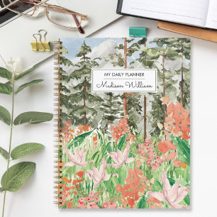 Watercolor Wildflower Meadow Floral Daily Planner Notebook
