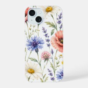Watercolor Wildflower Meadow Floral iPhone 15 Case