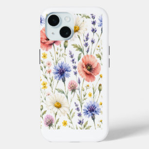 Watercolor Wildflower Meadow Floral iPhone 15 Case
