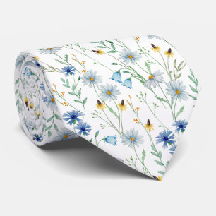 Watercolor Wildflower Meadow Floral Pattern Tie