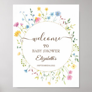 Watercolor Wildflower Meadow Frame Poster