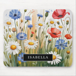 Watercolor Wildflower Meadow Mouse Pad