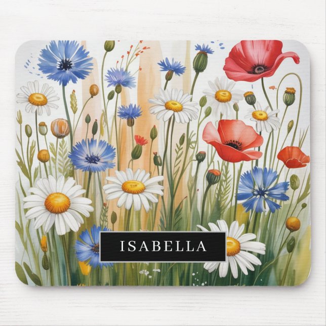 Watercolor Wildflower Meadow Mouse Pad (Front)