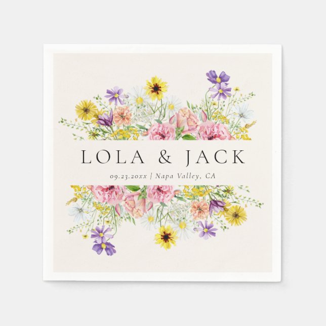 Watercolor Wildflower Meadow Napkin (Front)