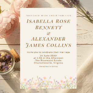Watercolor Wildflower Meadow Pastel Botanical  Invitation