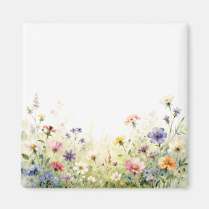 Watercolor Wildflower Meadow Pastel Floral Border Magnet