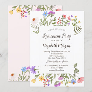 Watercolor Wildflower Meadow  Retirement   Invitation