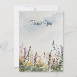Watercolor Wildflower Meadow Rustic Boho Thank You Card