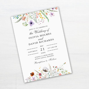 Watercolor Wildflower Meadow Wedding Invitation