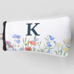 Watercolor Wildflower Monogram  Golf Head Cover