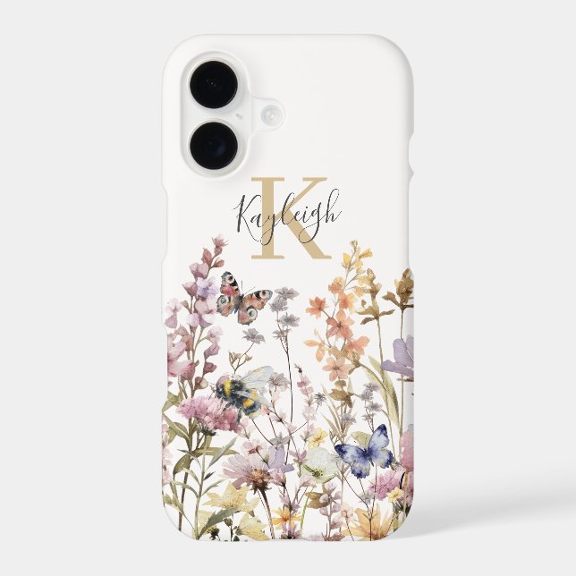 Watercolor Wildflower Monogram Name  (Back)