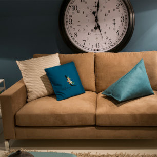 Watercolor wildflower monogram  ocean blue cushion