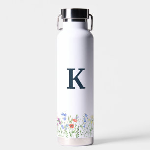 Watercolor Wildflower Monogram Water Bottle