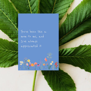 Watercolor wildflower mother day blue card