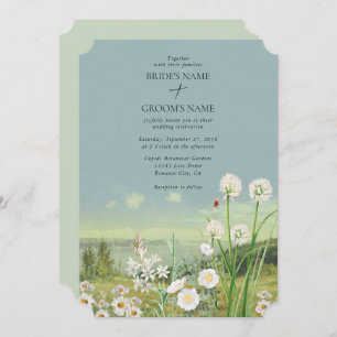 Watercolor Wildflower Mountain Landscape Wedding Invitation