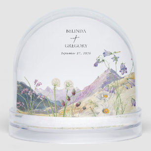 Watercolor Wildflower Mountain Wedding Favour Snowglobe