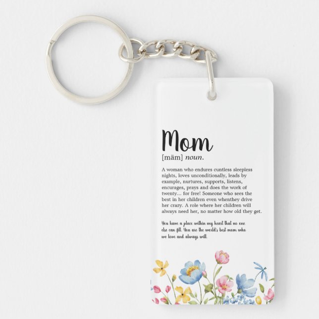 Watercolor Wildflower Mum Definition Key Ring (Front)