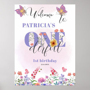 Watercolor Wildflower Onederful Birthday Welcome Poster