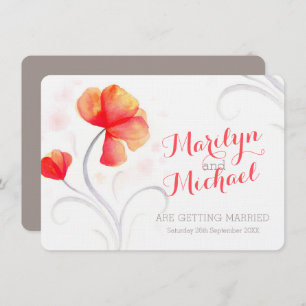 Watercolor wildflower orange wedding invite