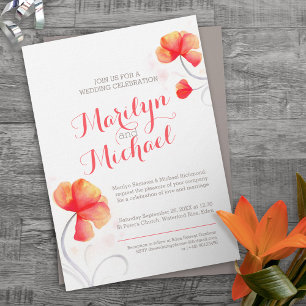 Watercolor wildflower orange wedding invite