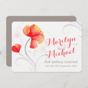 Watercolor wildflower orange wedding invite