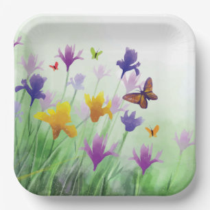 Watercolor Wildflower Paper Plate