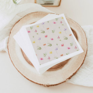 Watercolor Wildflower pattern baby shower Napkin