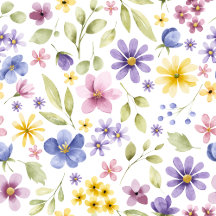 Watercolor Wildflower Pattern Throw Pillow