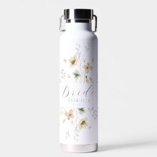 Watercolor Wildflower Personalised Bride Water Bottle