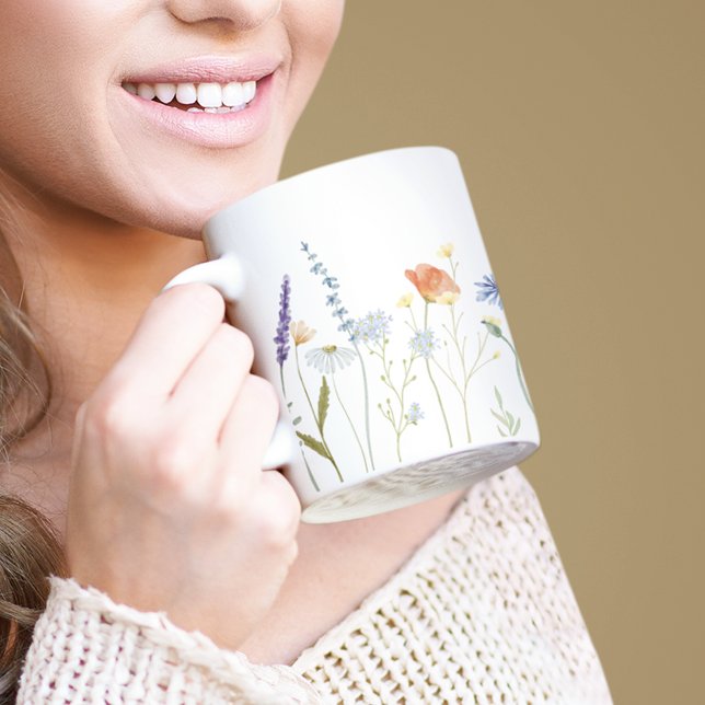 Watercolor Wildflower Personalised Coffee Mug (Creator Uploaded)