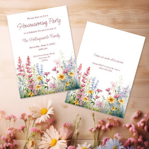 Watercolor Wildflower Personalised Housewarming Invitation