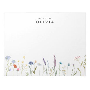 Watercolor Wildflower Personalized With Love Notepad