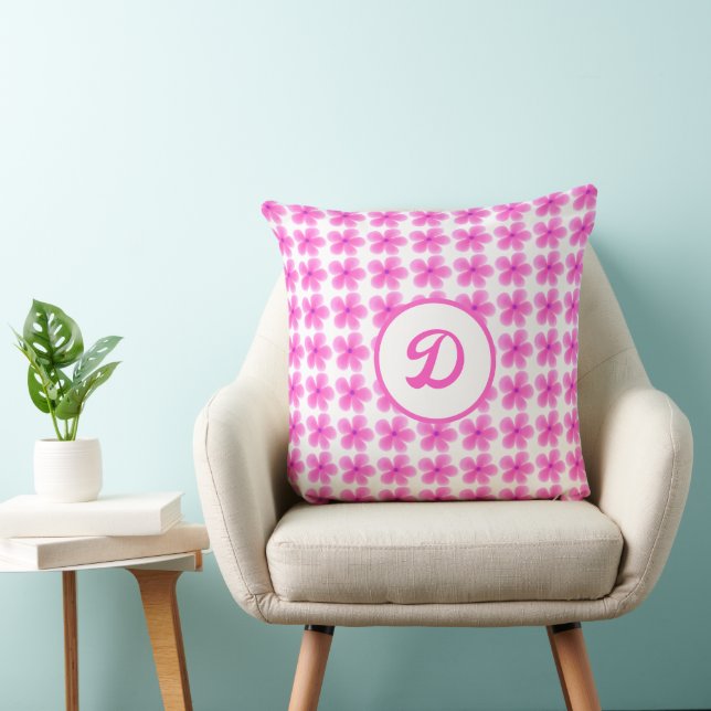 Watercolor Wildflower pink Botanical pattern Cushion (Chair)