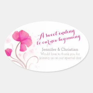 Watercolor wildflower pink wedding candy stickers