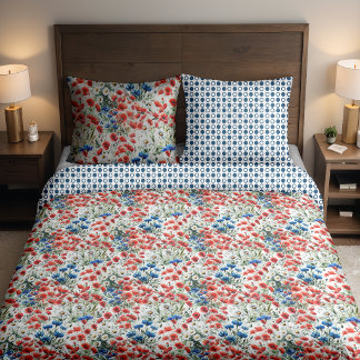 Watercolor Wildflower Poppy Daisy Botanical Pillowcase